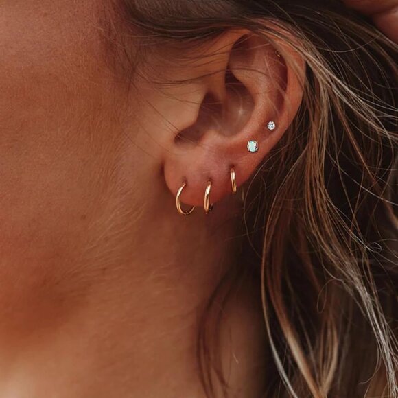 Titanium Earrings Set Hypoallergenic Stud & Hoop Earrings for Sensitive Ears - Picture 3 of 7